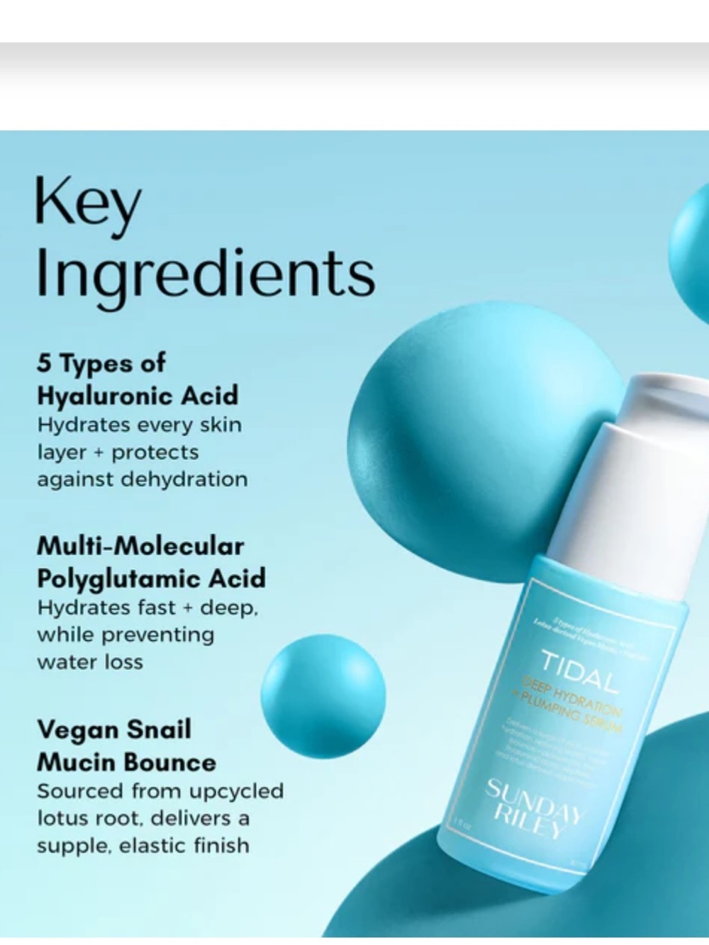 Sunday Riley Tidal Deep Hydration + Plumping Serum - NIB - Picture 4 of 11